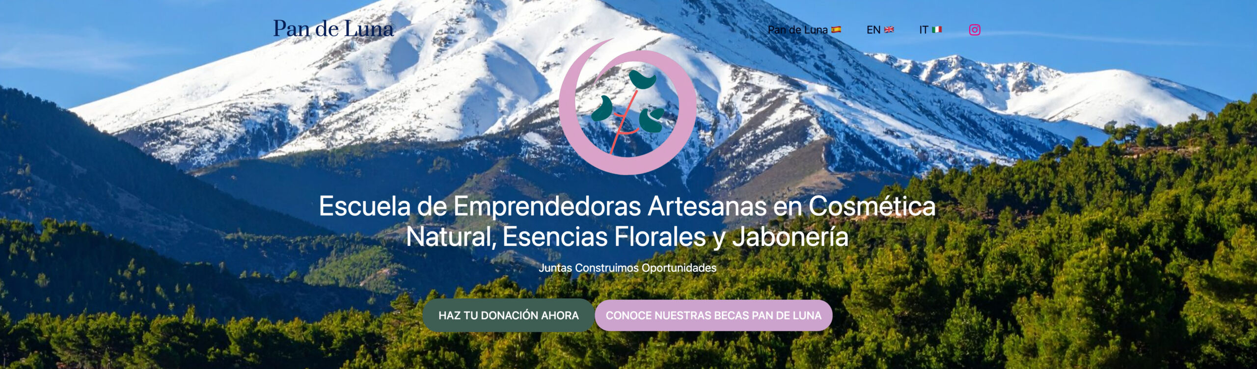 Pan de Luna non-profit website homepage in Málaga